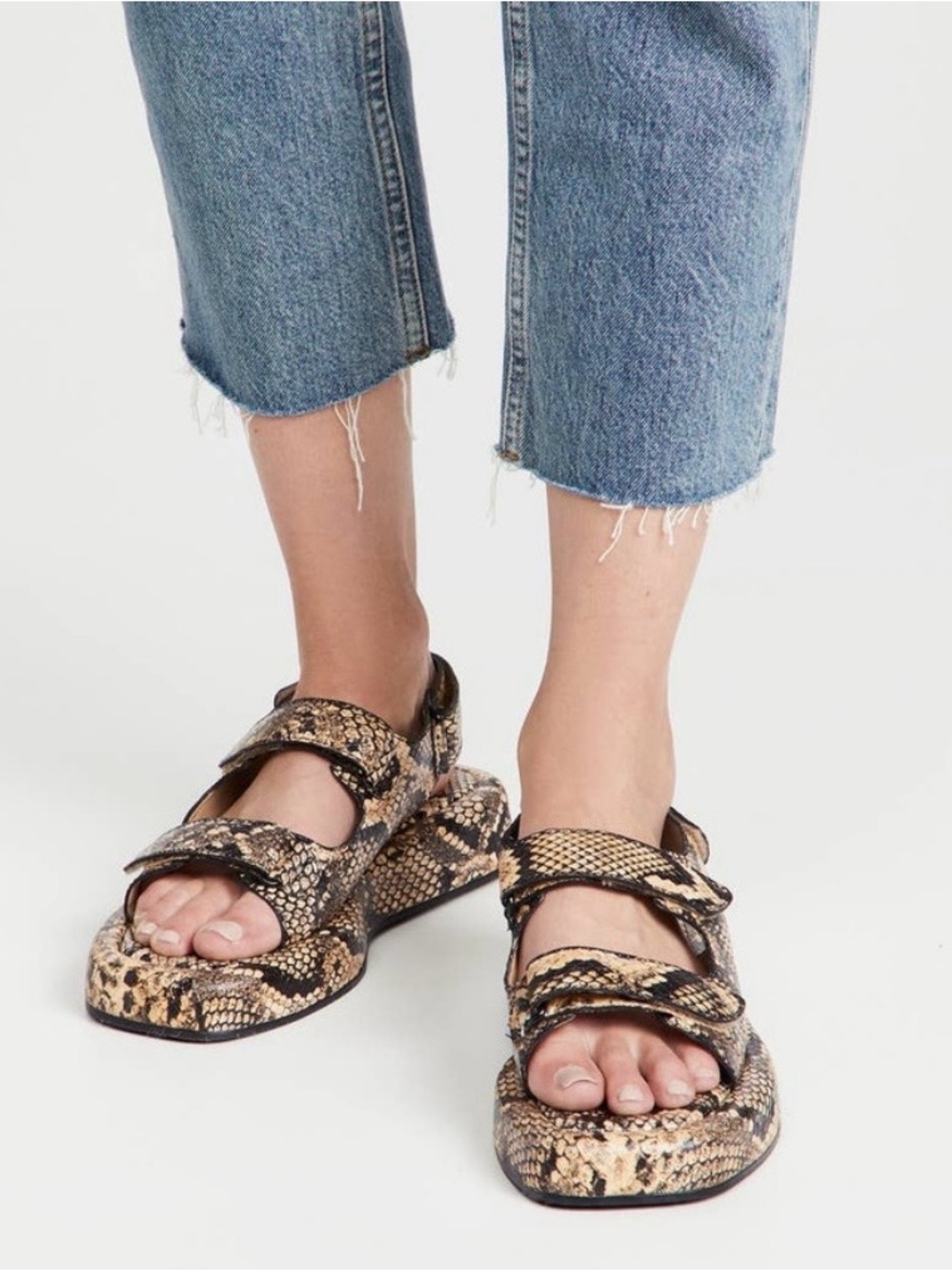 Loeffler Randall Blaise Sahara Platform Sandal size 7.5 Snake-Embossed Leather - Picture 3 of 10